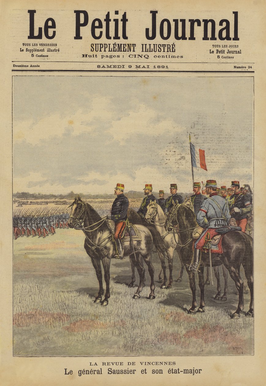 General Saussier y su estado mayor revisando el Ejército Francés en Vincennes de French School