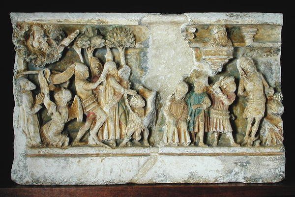 Relieve que representa escenas de la Pasión de Cristo: El Arresto y la Flagelación de French School
