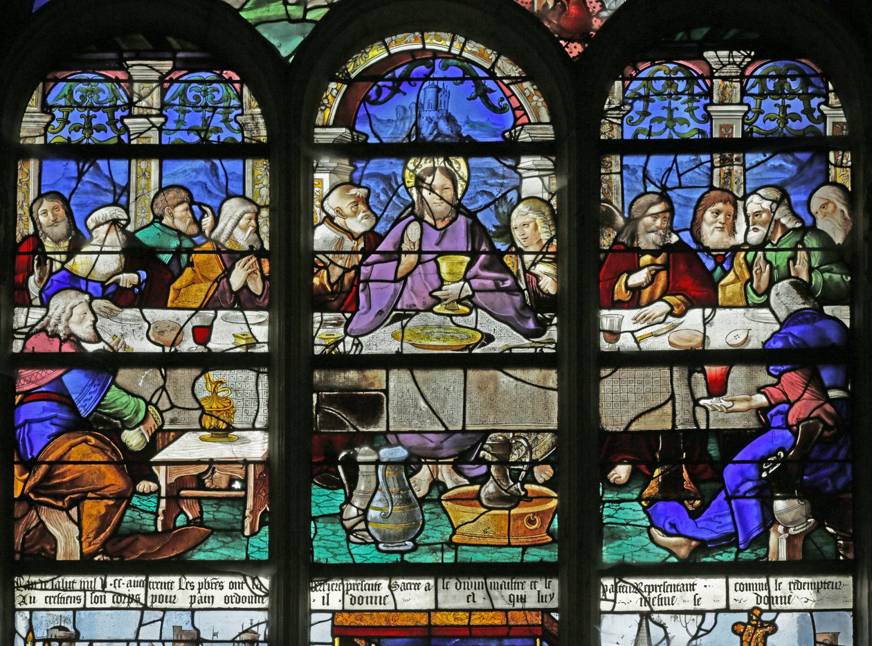Vidriera que representa la Última Cena (detalle) de French School