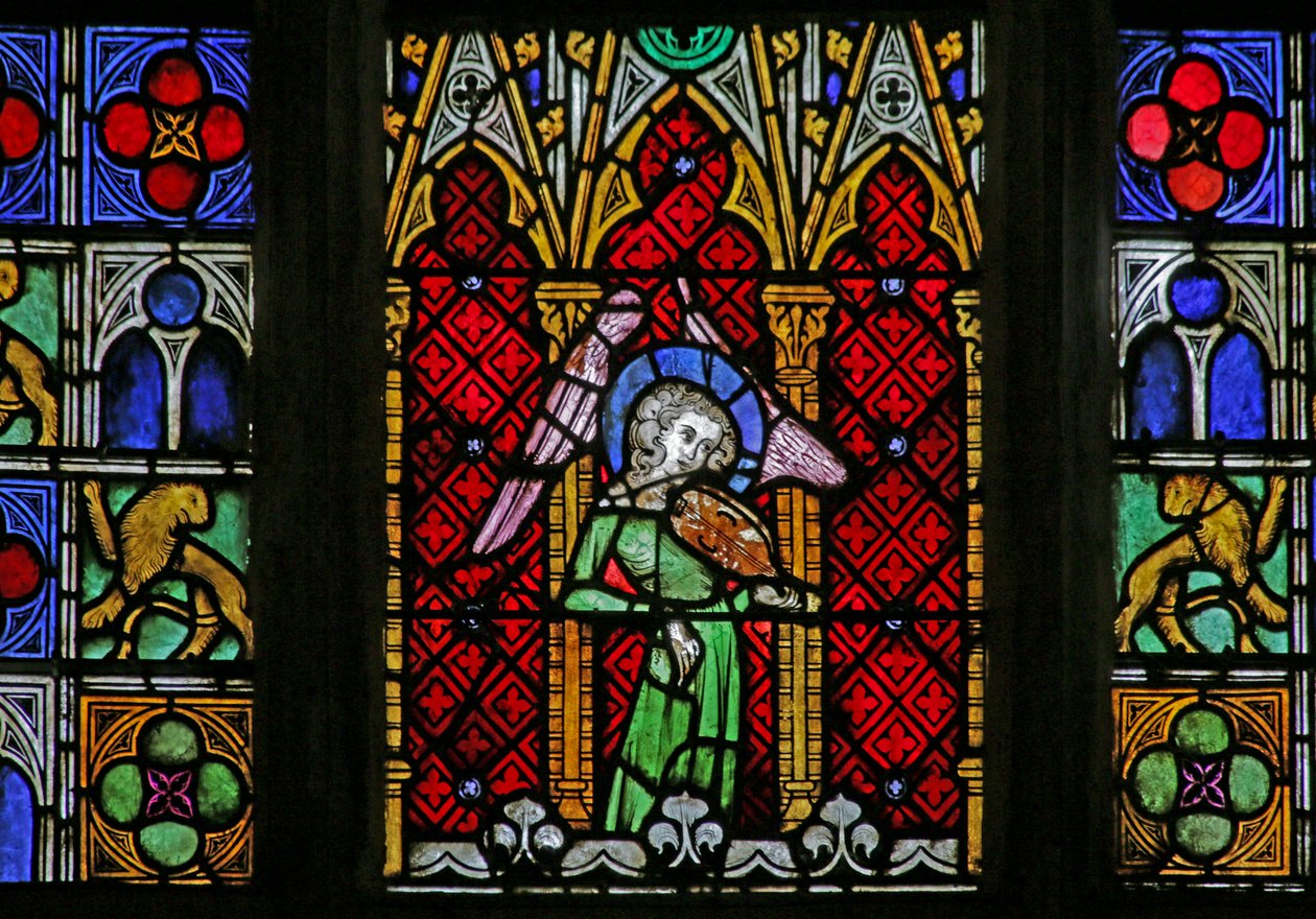 Vidriera que representa un ángel, c. 1320, siglos XIV-XX de French School
