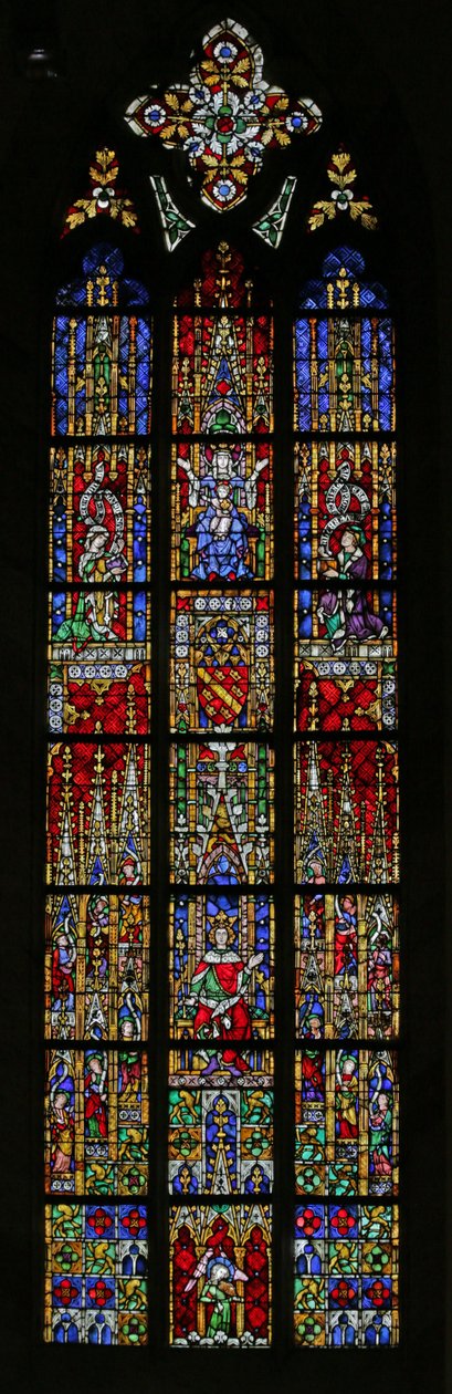 Vidriera que representa a Salomón entronizado, c. 1320, siglos XIV-XX (mayormente moderna) de French School