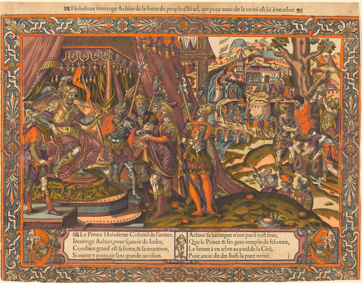 Holofernes Interrogando a Aquior de French 16th Century