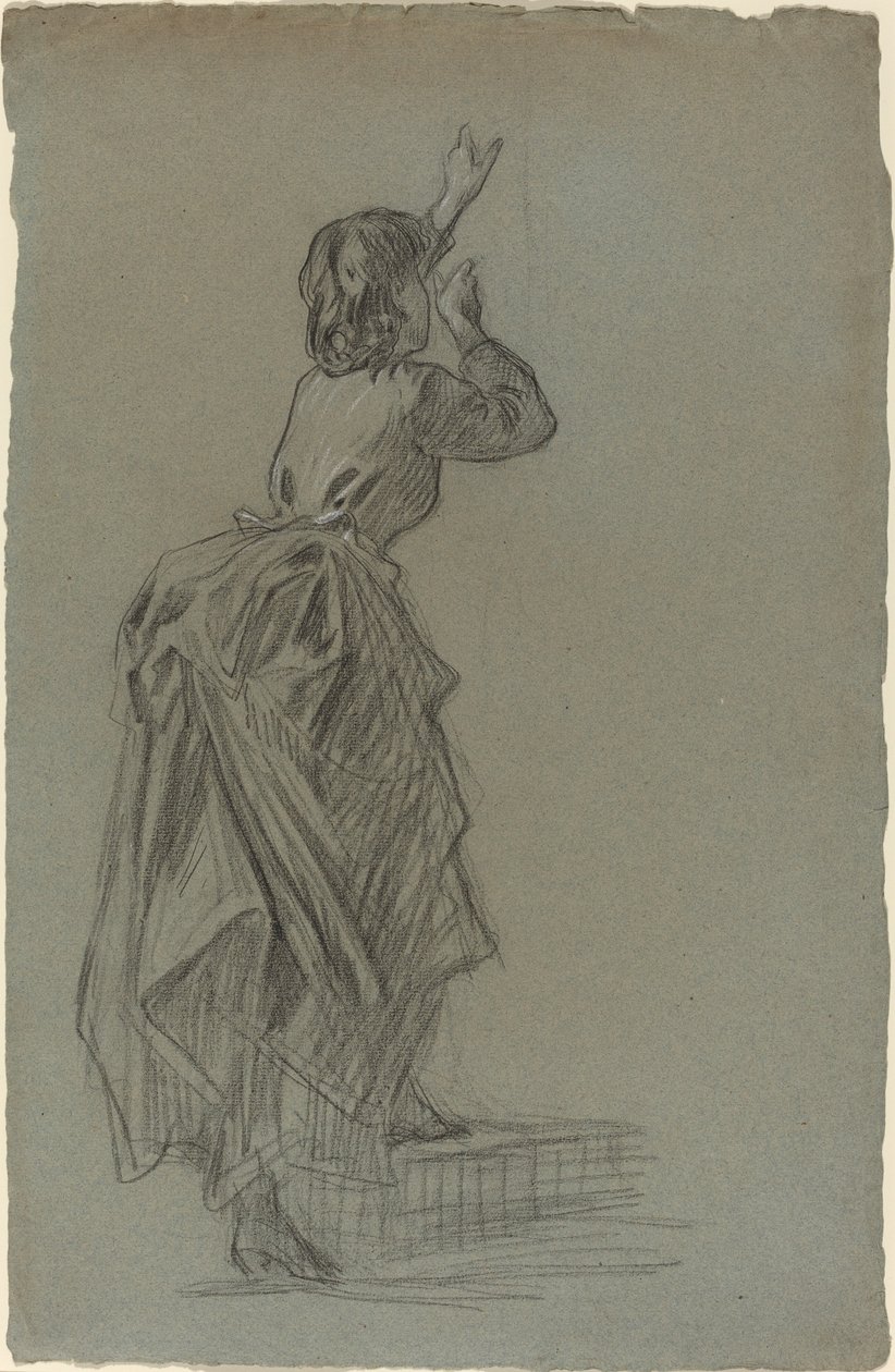 Joven Mujer Subiendo un Escalón de French 19th Century