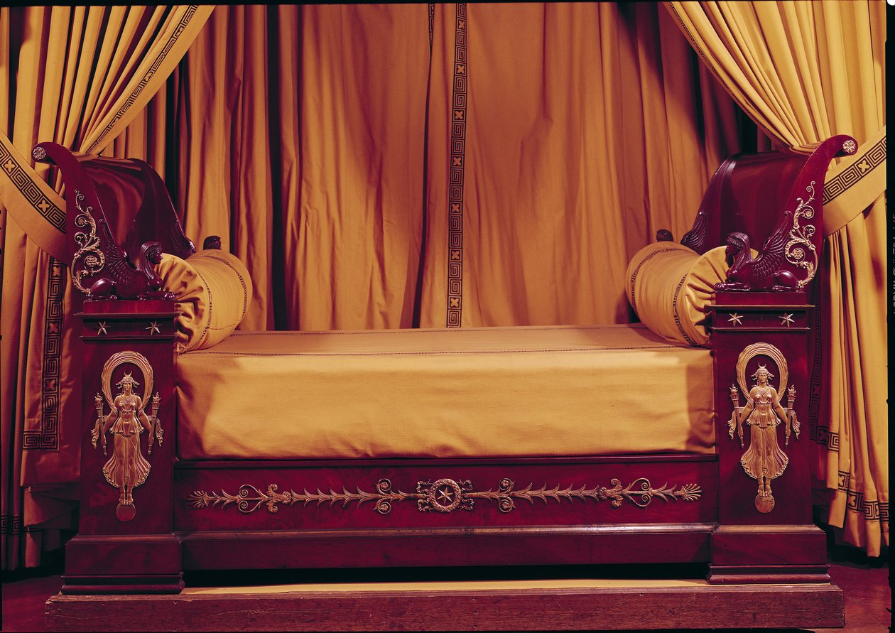 Cama, estilo Primer Imperio (madera y bronce dorado) de French School