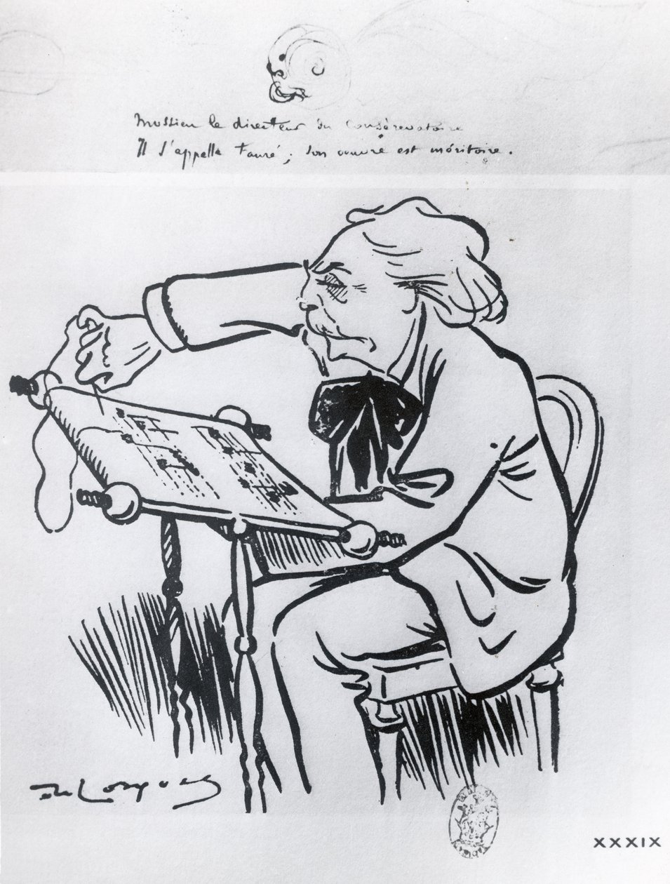 Caricatura de Gabriel Fauré (1845-1924) de French School