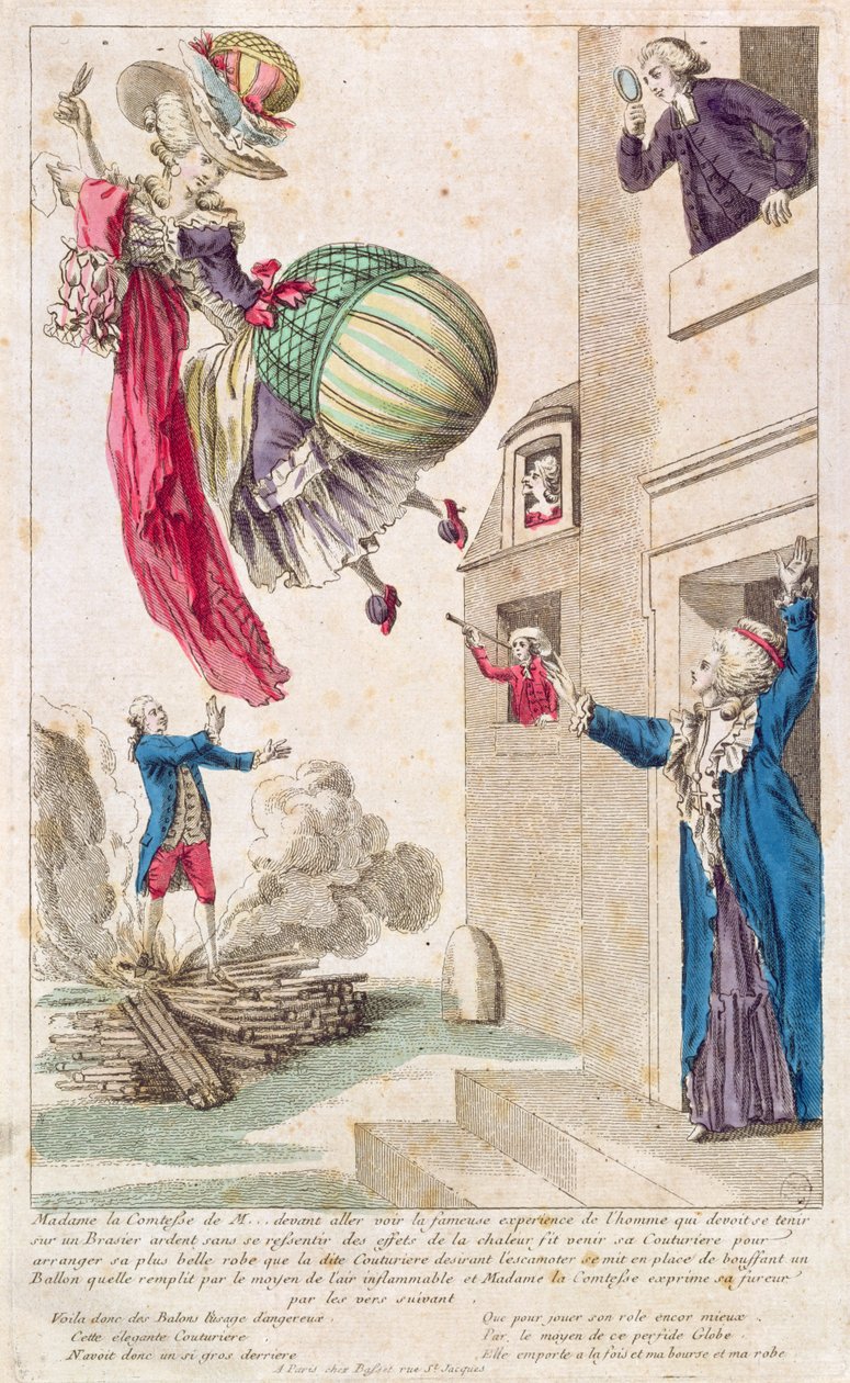Caricatura ridiculizando la moda y el aerostato, c.1783-4 de French School