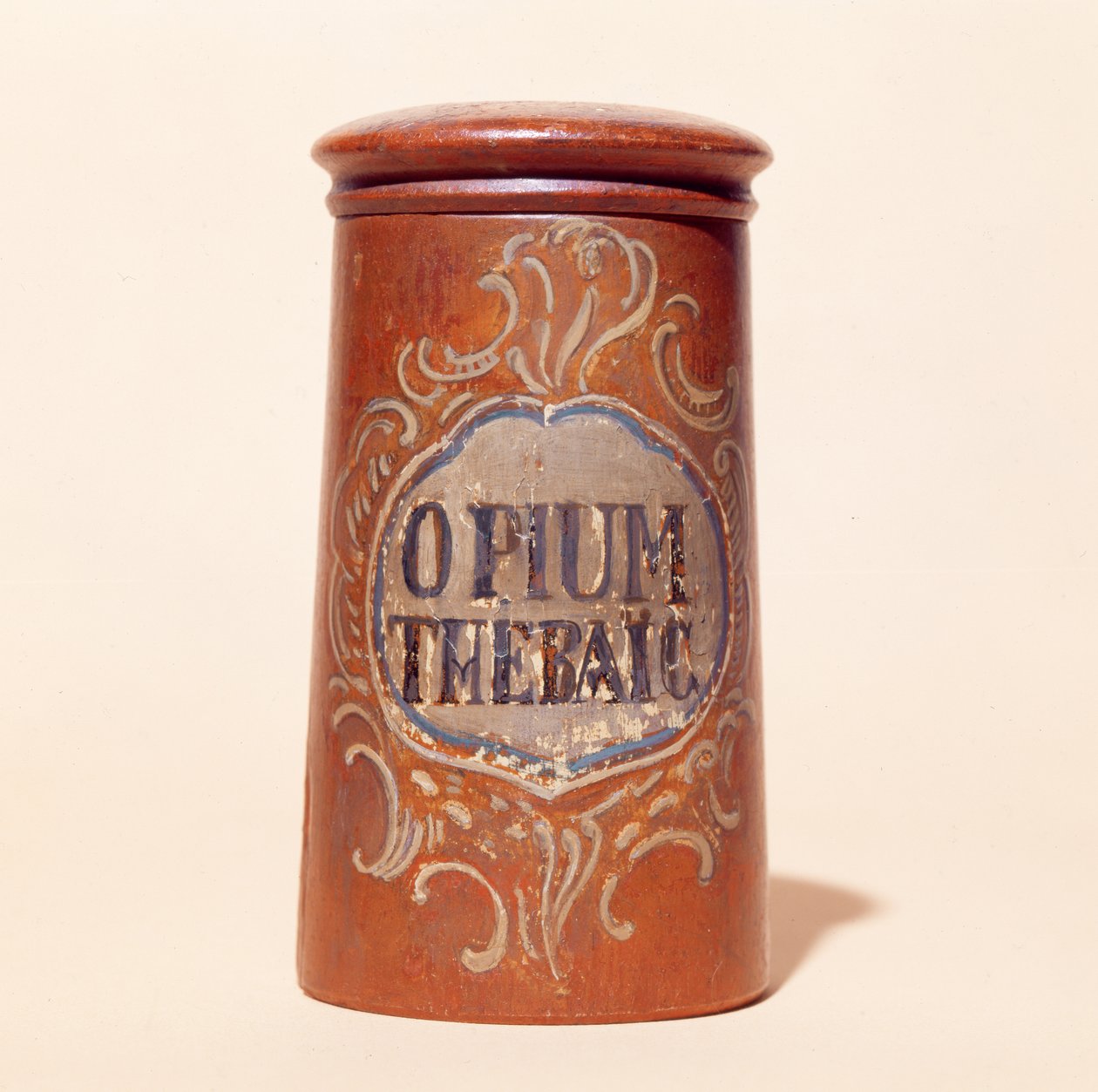 Contenedor para opio tebaico (madera pintada) de French School
