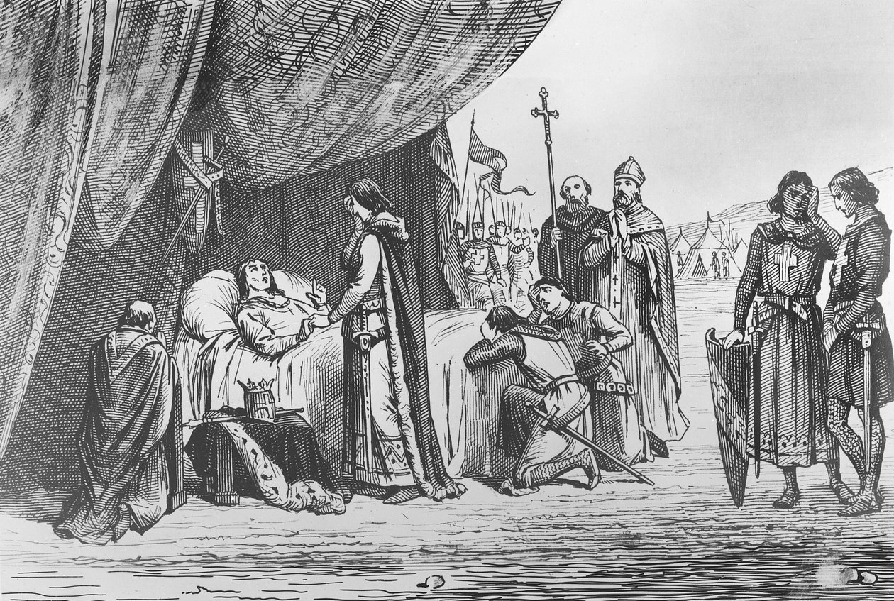 Muerte de Luis IX en 1270 (grabado) de French School