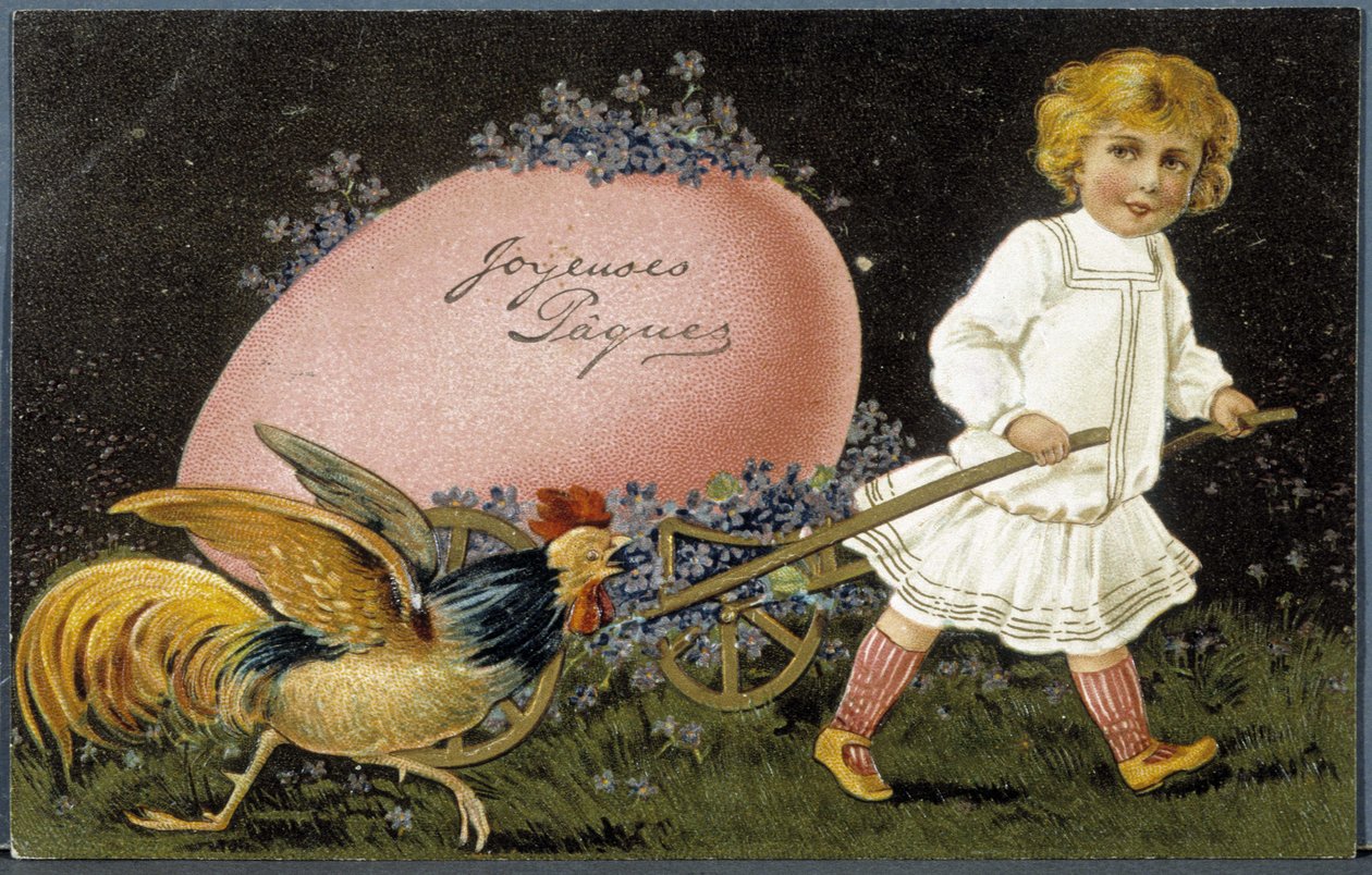 Postal de felicitación de Pascua, siglo XX de French School
