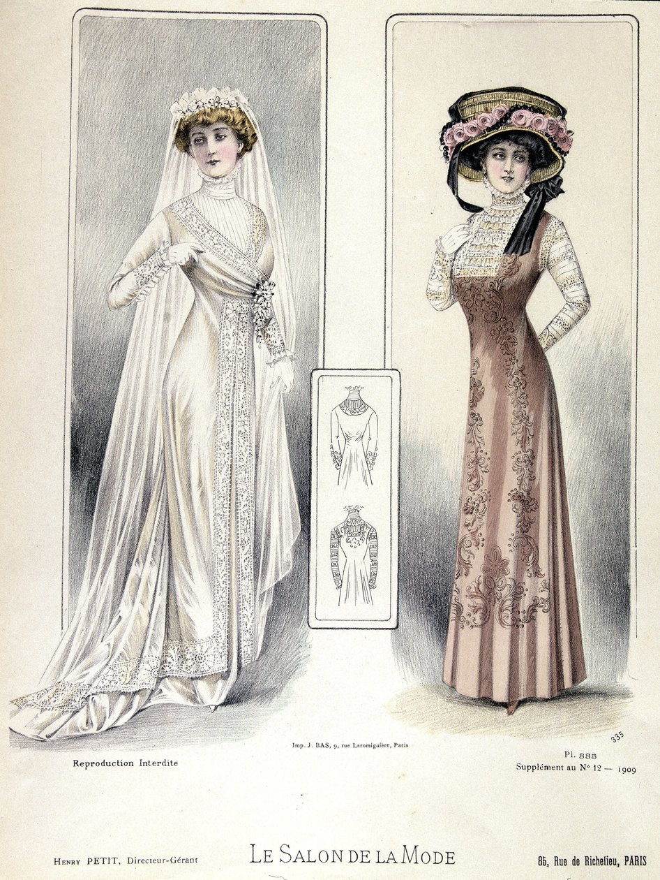 Desfile de moda, 20/03/1909: vestido de novia. de French School