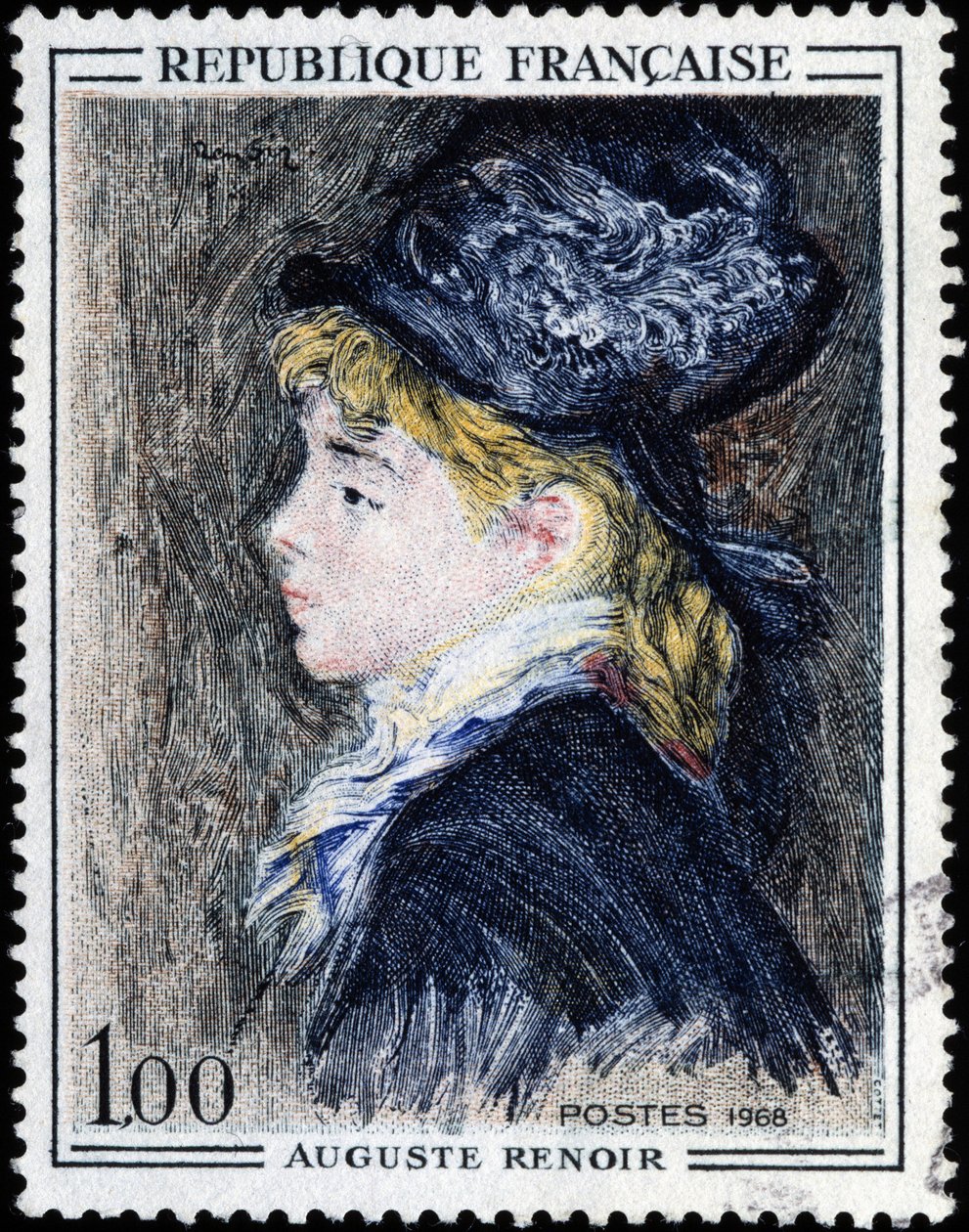 Sello francés con pintura de Auguste Renoir de French School