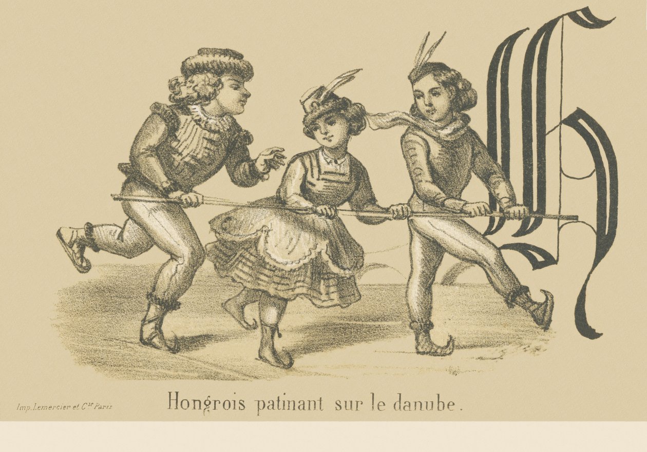 H: Húngaro patinando en el Danubio de French School