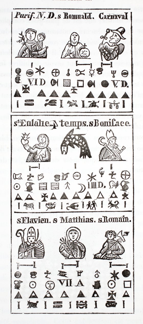 Caracteres jeroglíficos en un Almanaque de French School