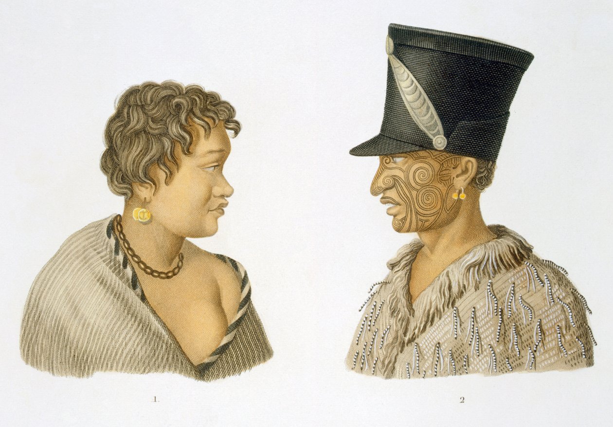 Habitantes de Nueva Zelanda, 1826 de French School