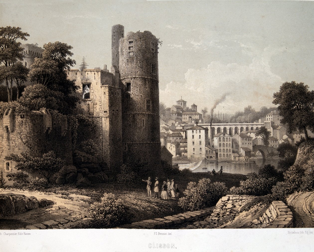 El castillo de Clisson - Litografía de French School