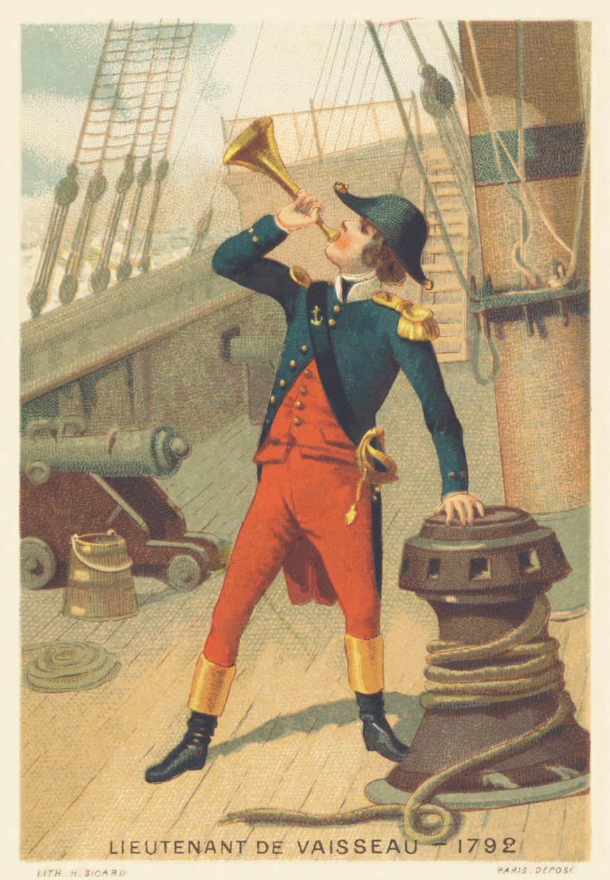 Teniente de un barco en 1792 de French School