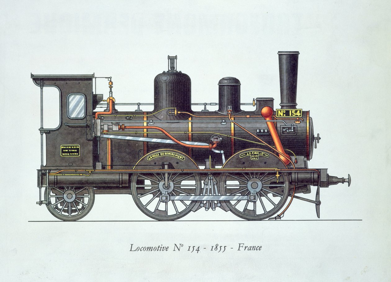 Locomotora no.154, 1855 de French School