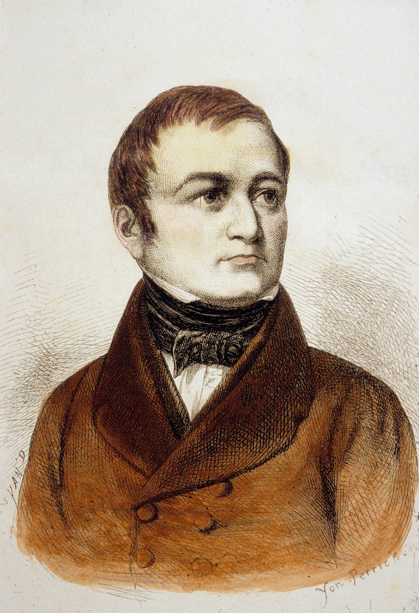 Louis Adolphe Thiers (grabado en color) de French School