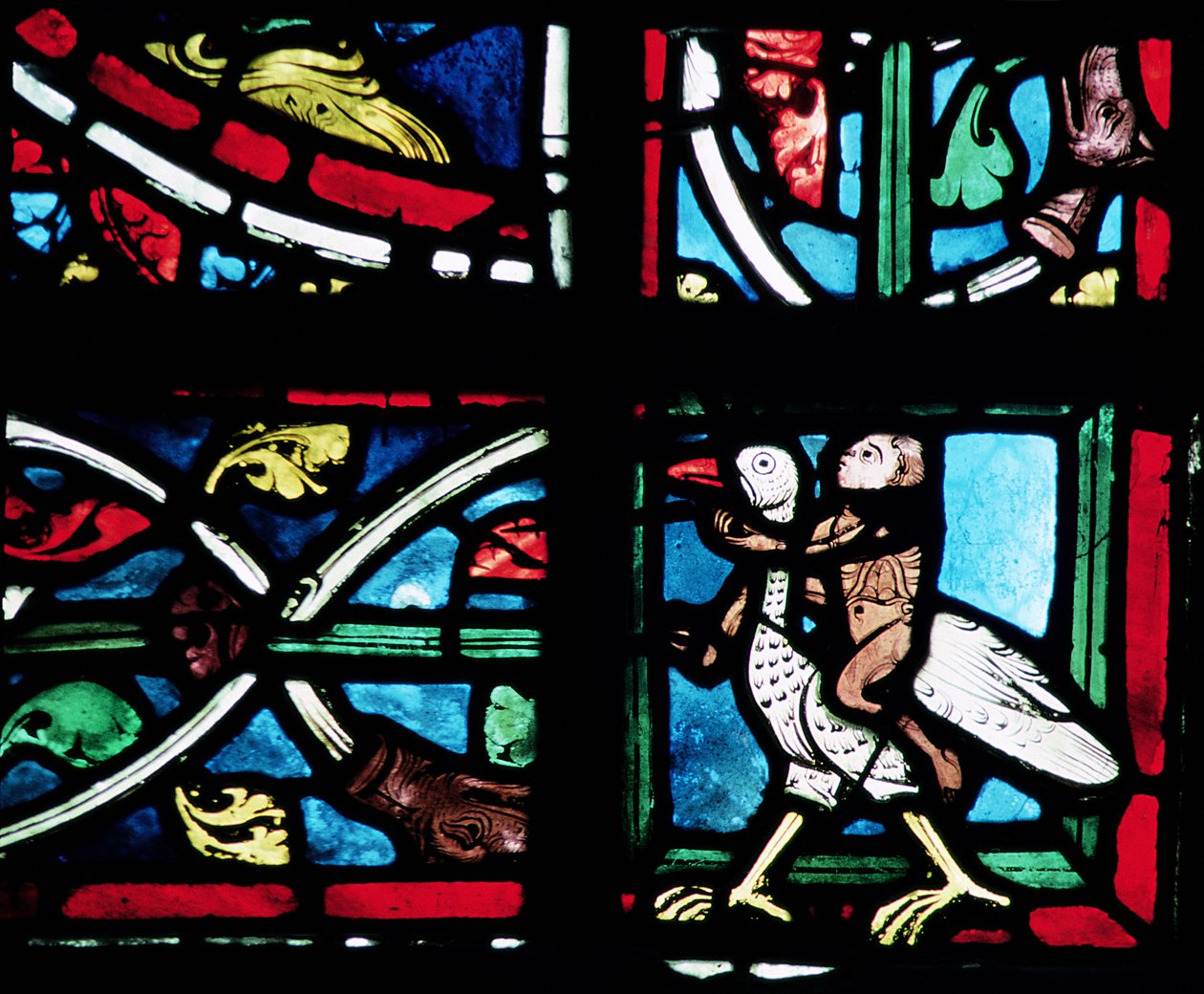 Hombre montando un pájaro, siglo XIII de French School