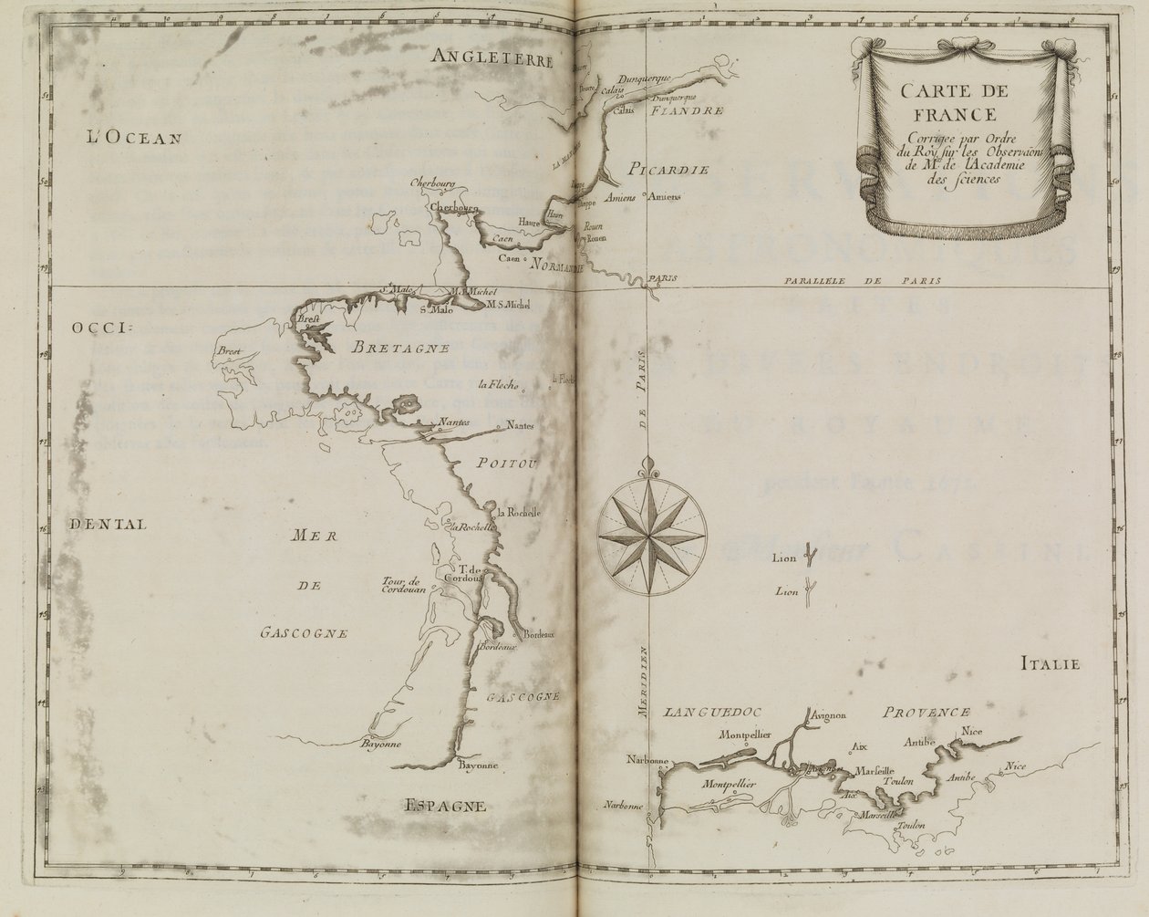 Mapa de Francia, c.1693 (impresión) de French School