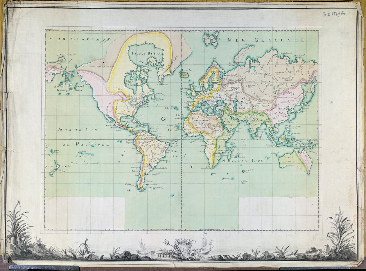 Mapa del Mundo, 1780 de French School