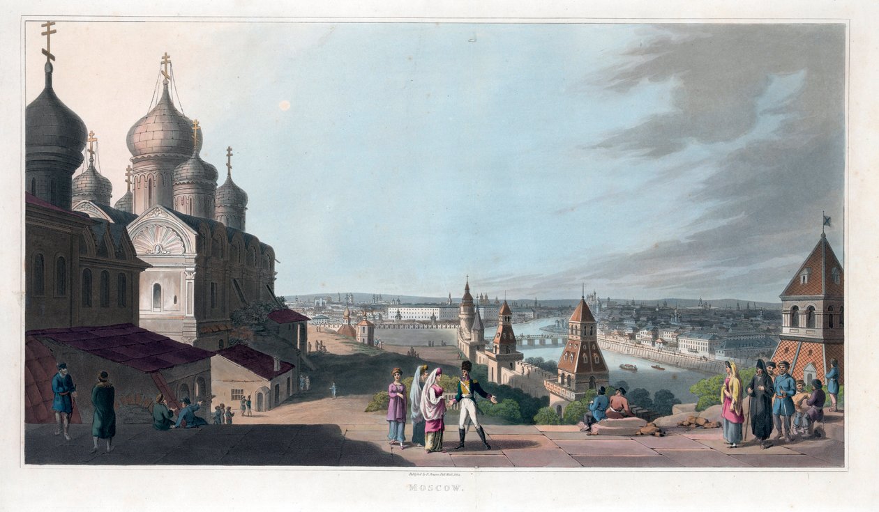 Moscú. Obra anónima, litografía y acuarela. de French School