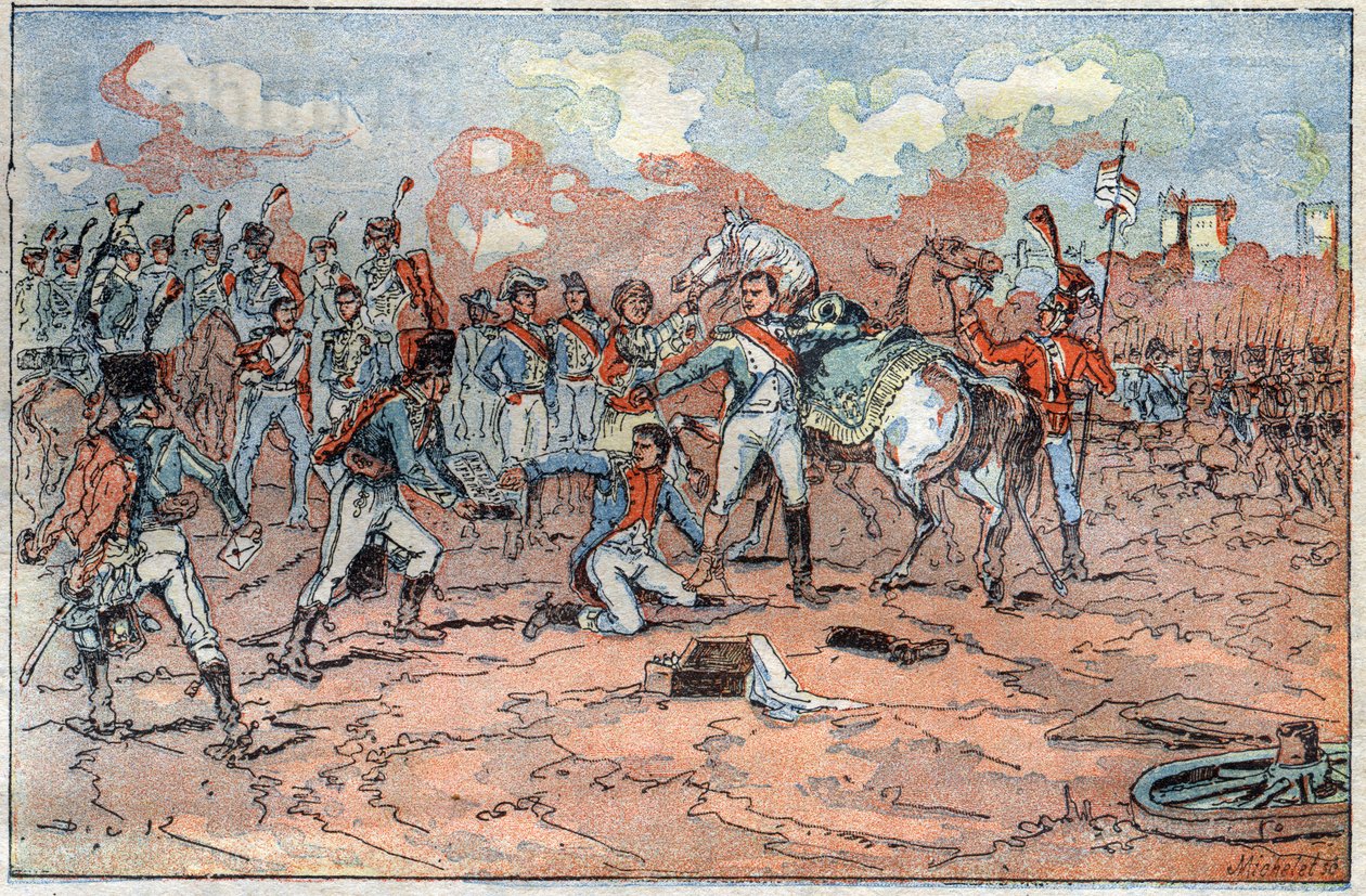 Napoleón I, herido frente a Ratisbona de French School