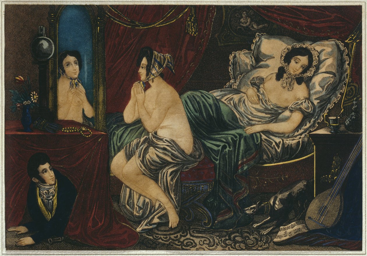 Noche, hora de dormir, principios del siglo XIX (grabado en color) de French School