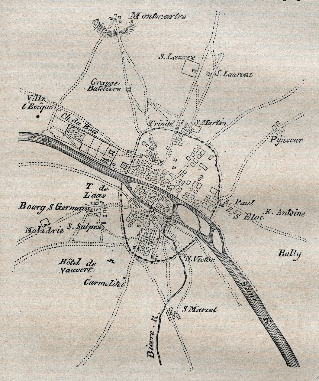 Plano de París bajo Felipe Augusto de French School