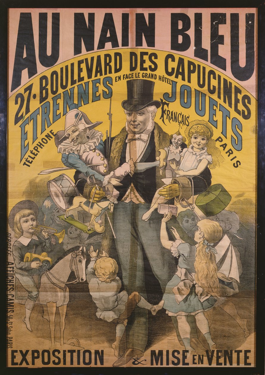 Póster publicitario de Au Nain Bleu, c.1890 de French School