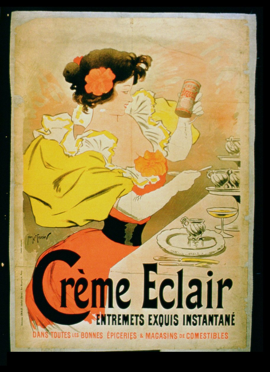 Póster publicitario para Creme Eclair, Postre Instantáneo de French School