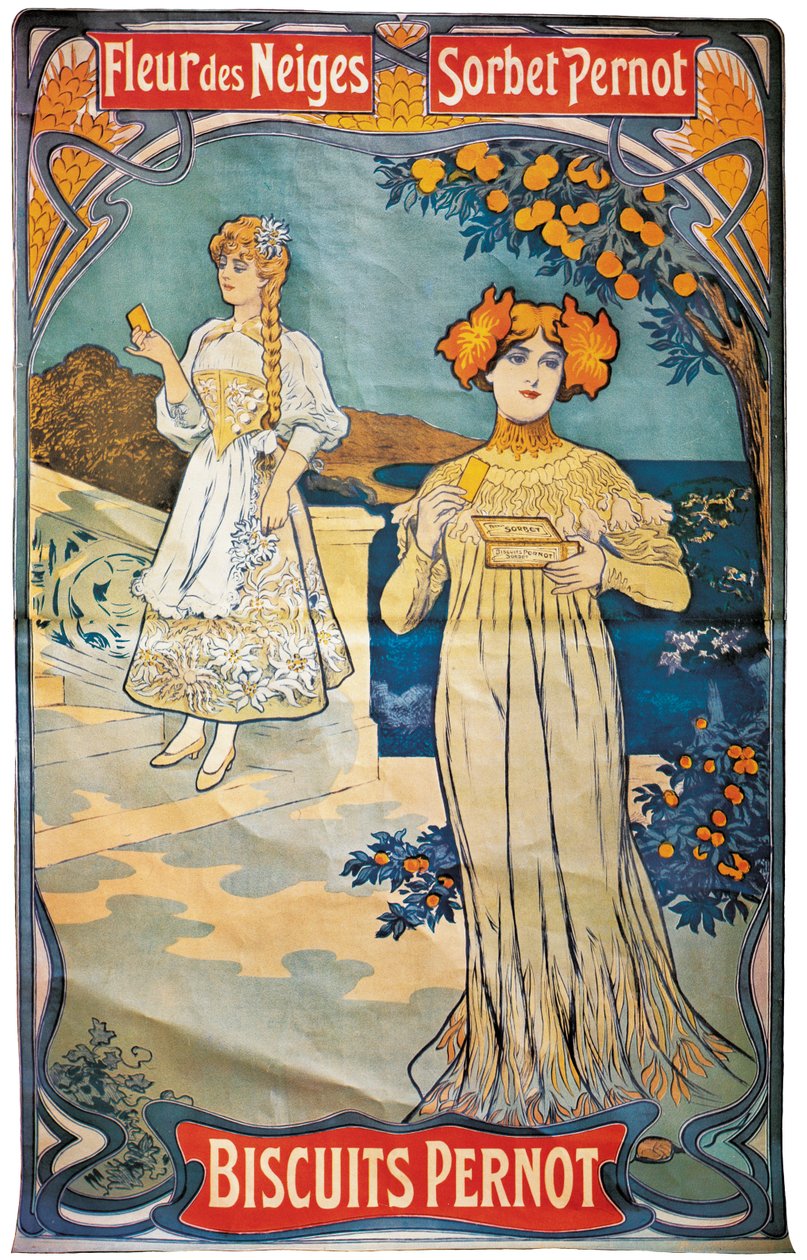 Póster publicitario de galletas Pernod, 1897 de French School