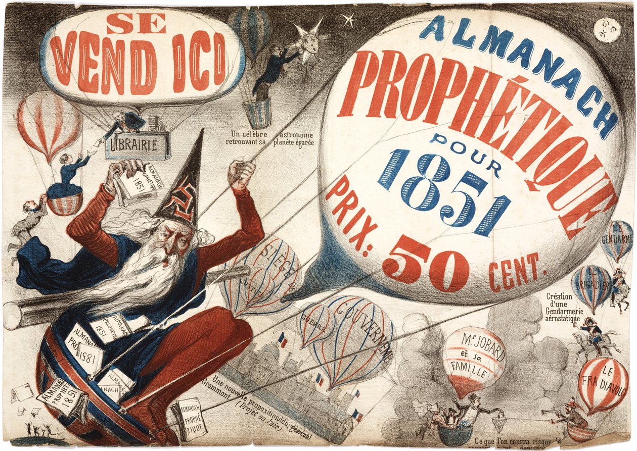Póster publicitario del Almanaque Profético, 1851 de French School