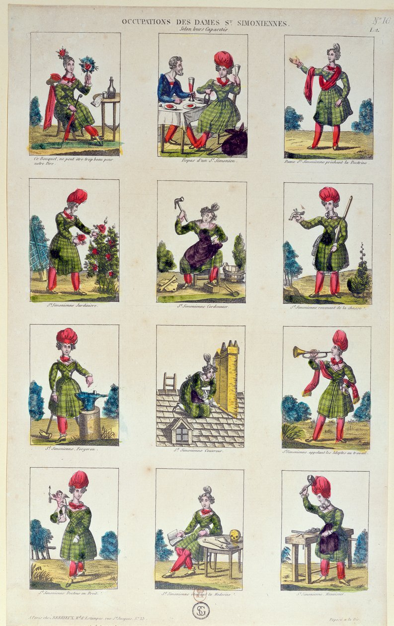 Mujeres Saint-Simonianas y sus ocupaciones, c.1830 de French School
