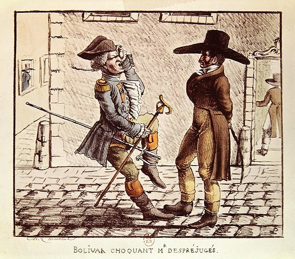 Simón Bolívar (1783-1830) sorprendiendo a M. Desprejuges de French School