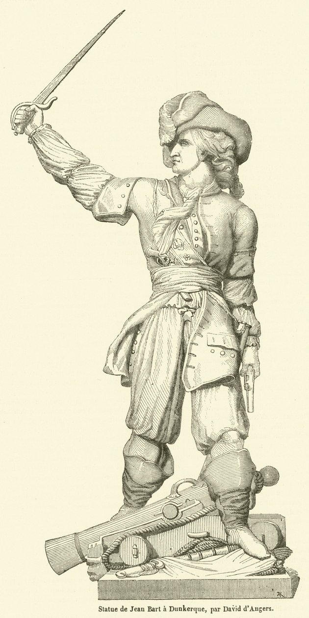 Estatua de Jean Bart en Dunkerque (grabado) de French School
