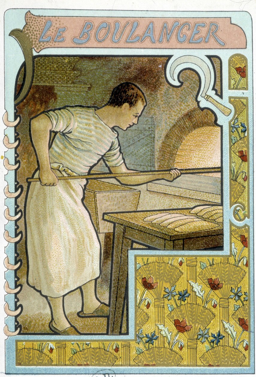 El panadero en su horno - Cromo. de French School