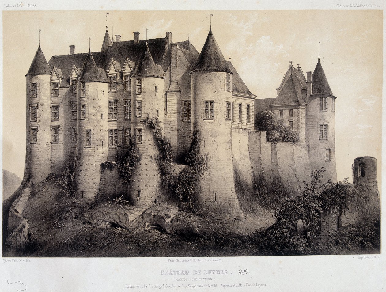 El castillo de Luynes - litografía de French School