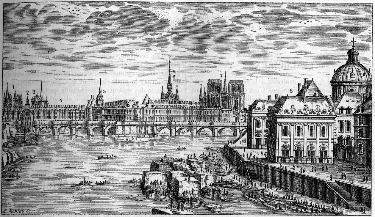 El nuevo puente en París. de French School