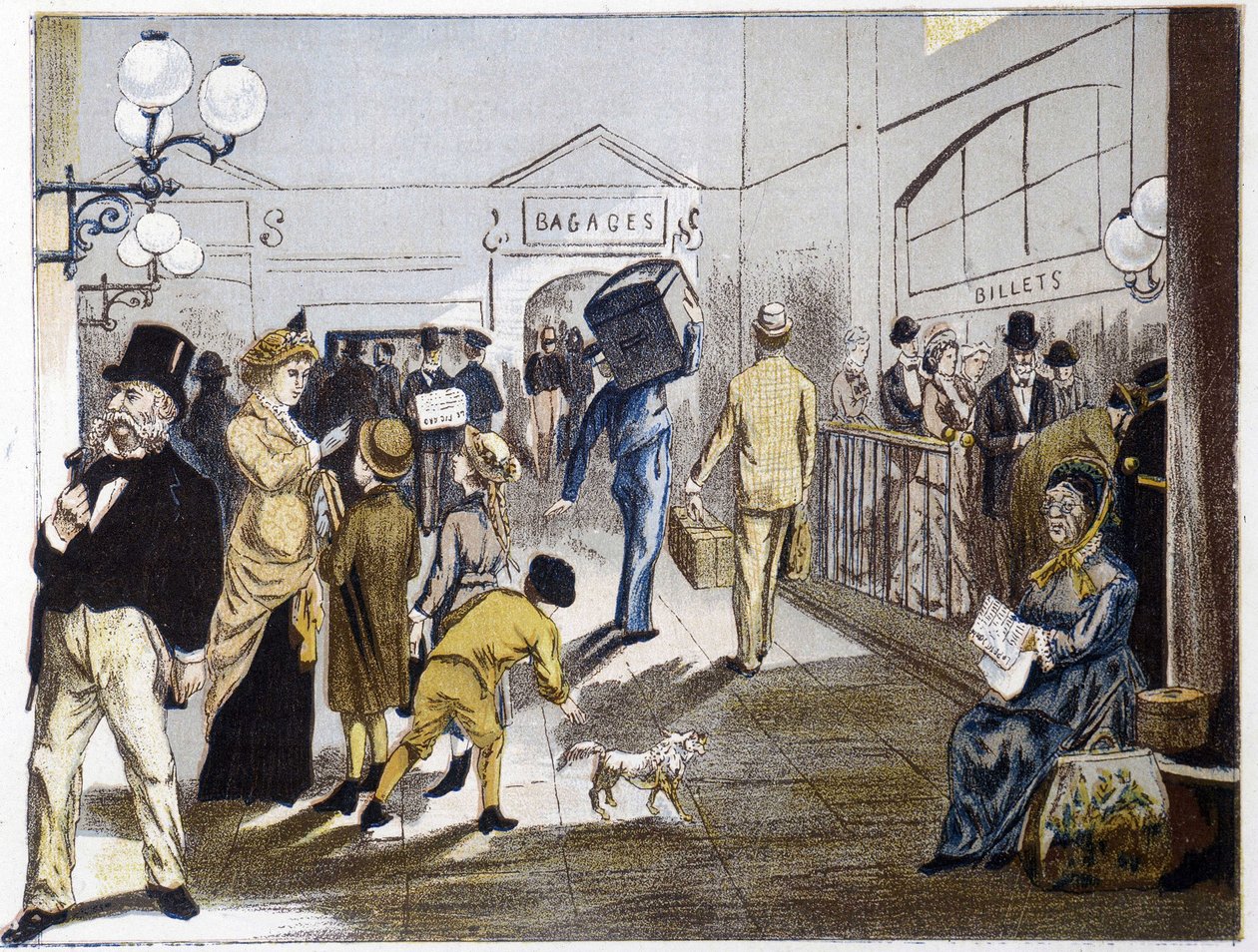 Sala de la estación de tren, finales del siglo XIX de French School