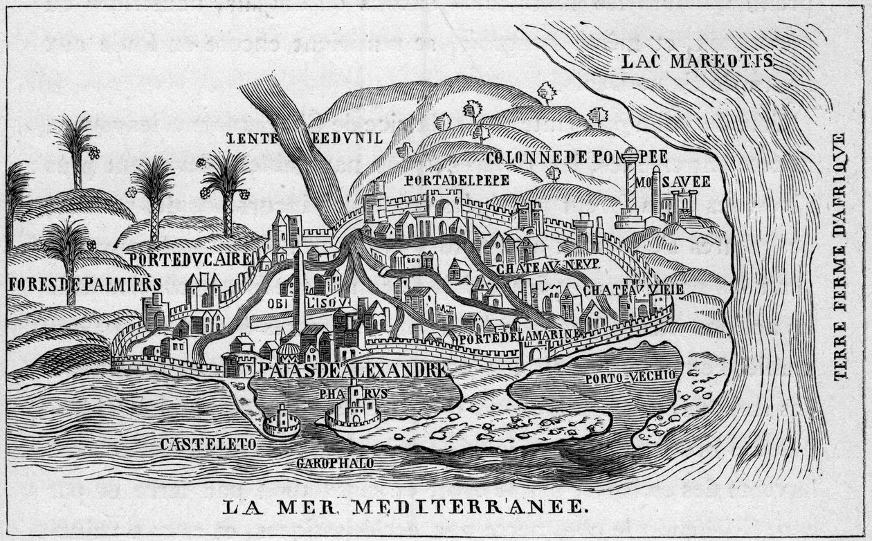Vista de la ciudad de Alejandría, Egipto de French School