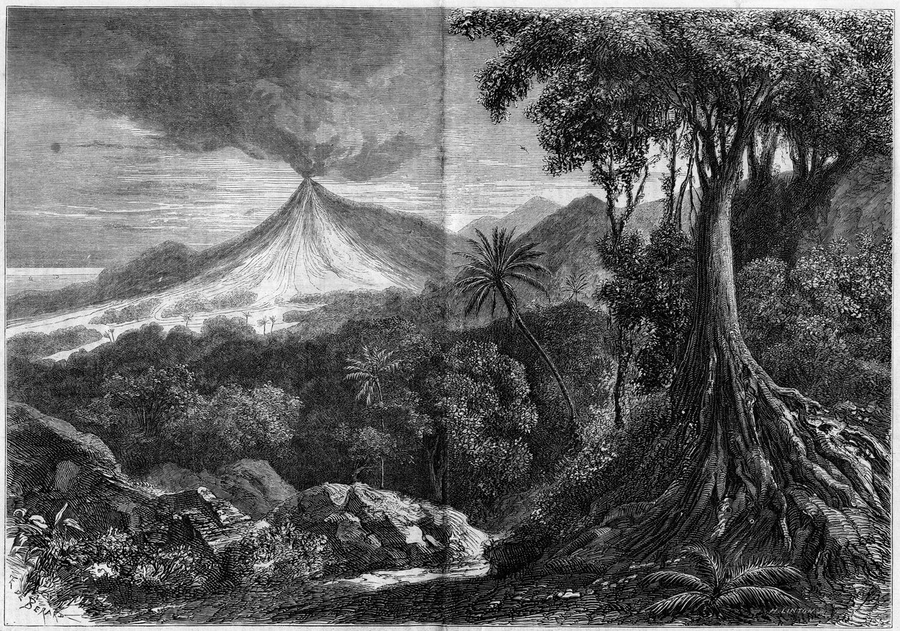 Erupción volcánica, Isla de la Reunión de French School