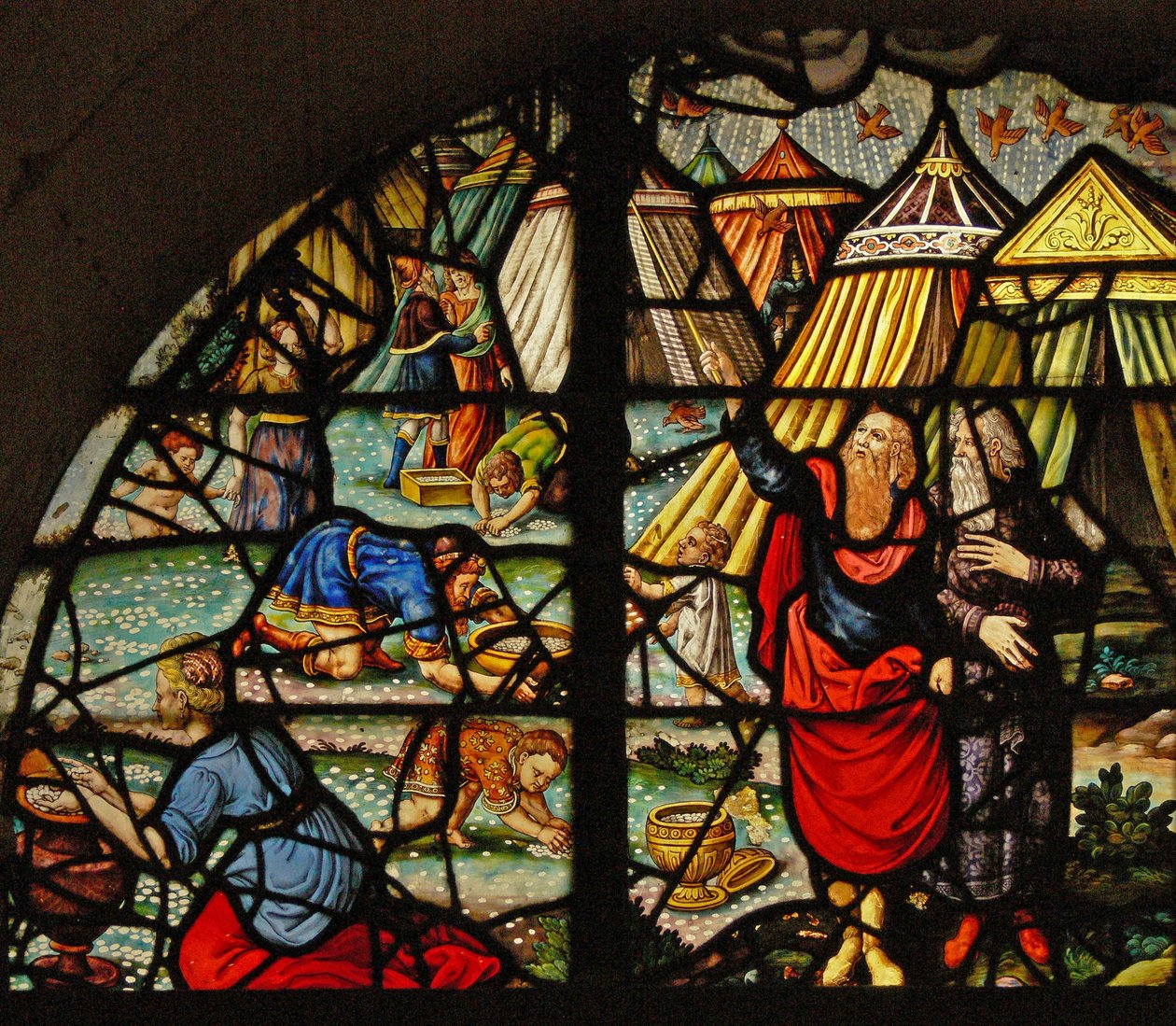 Ventana Charnier-10 que representa el Maná del Cielo de French School
