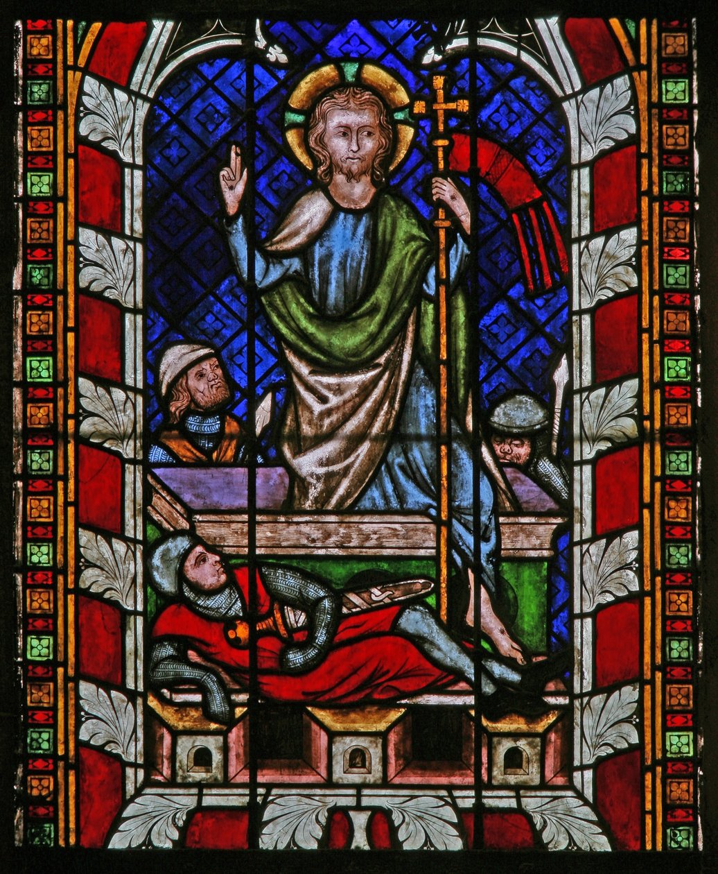 Ventana N-chapA que representa la Resurrección de French School