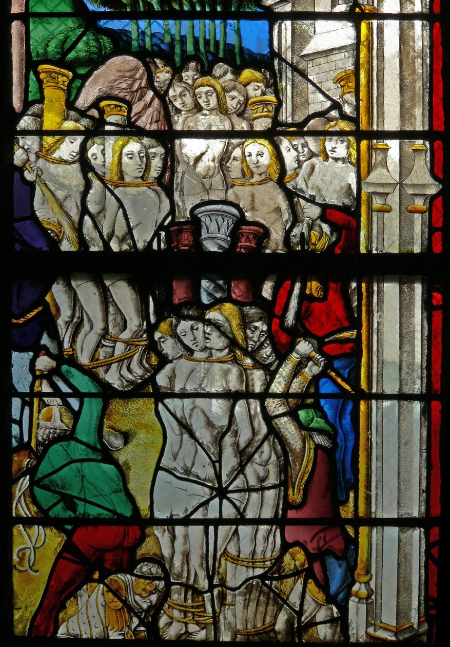Ventana S2 que representa martirios masivos de French School