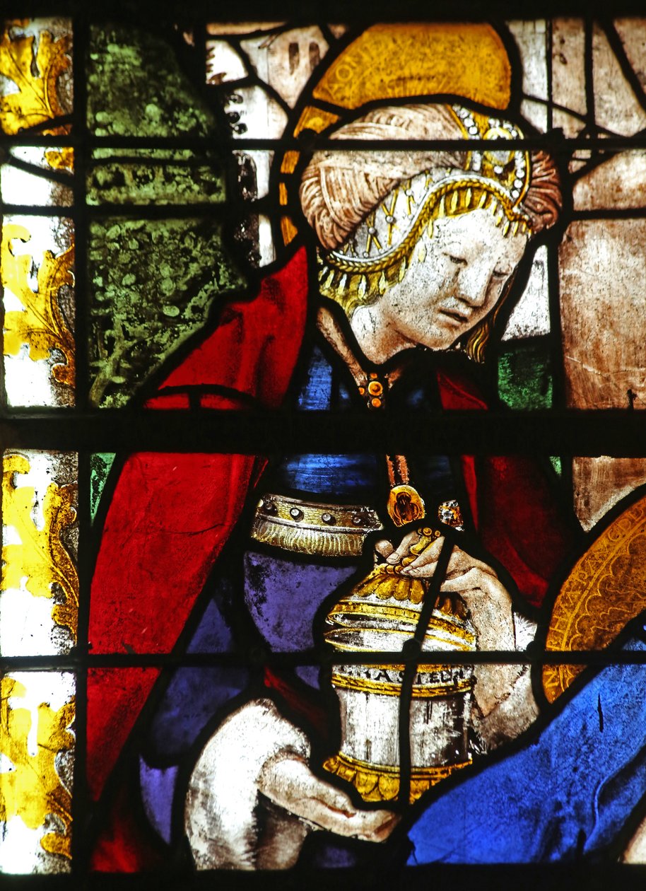 Vidriera que representa a María Magdalena en la Piedad de French School