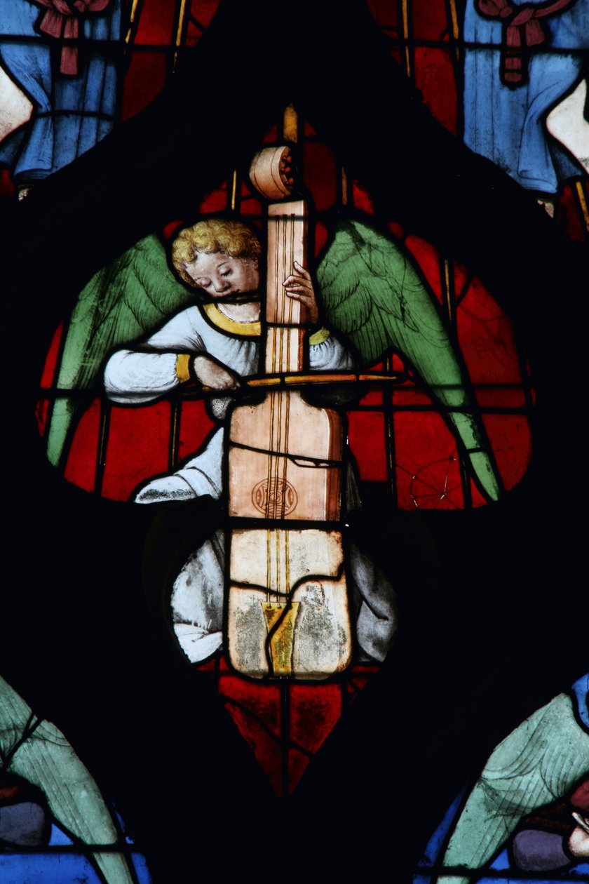 Ventana que representa a un Ángel Musical de French School
