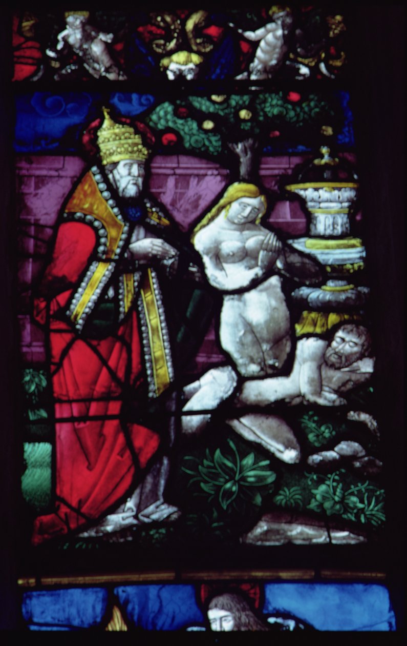Ventana que representa la creación de Eva de French School