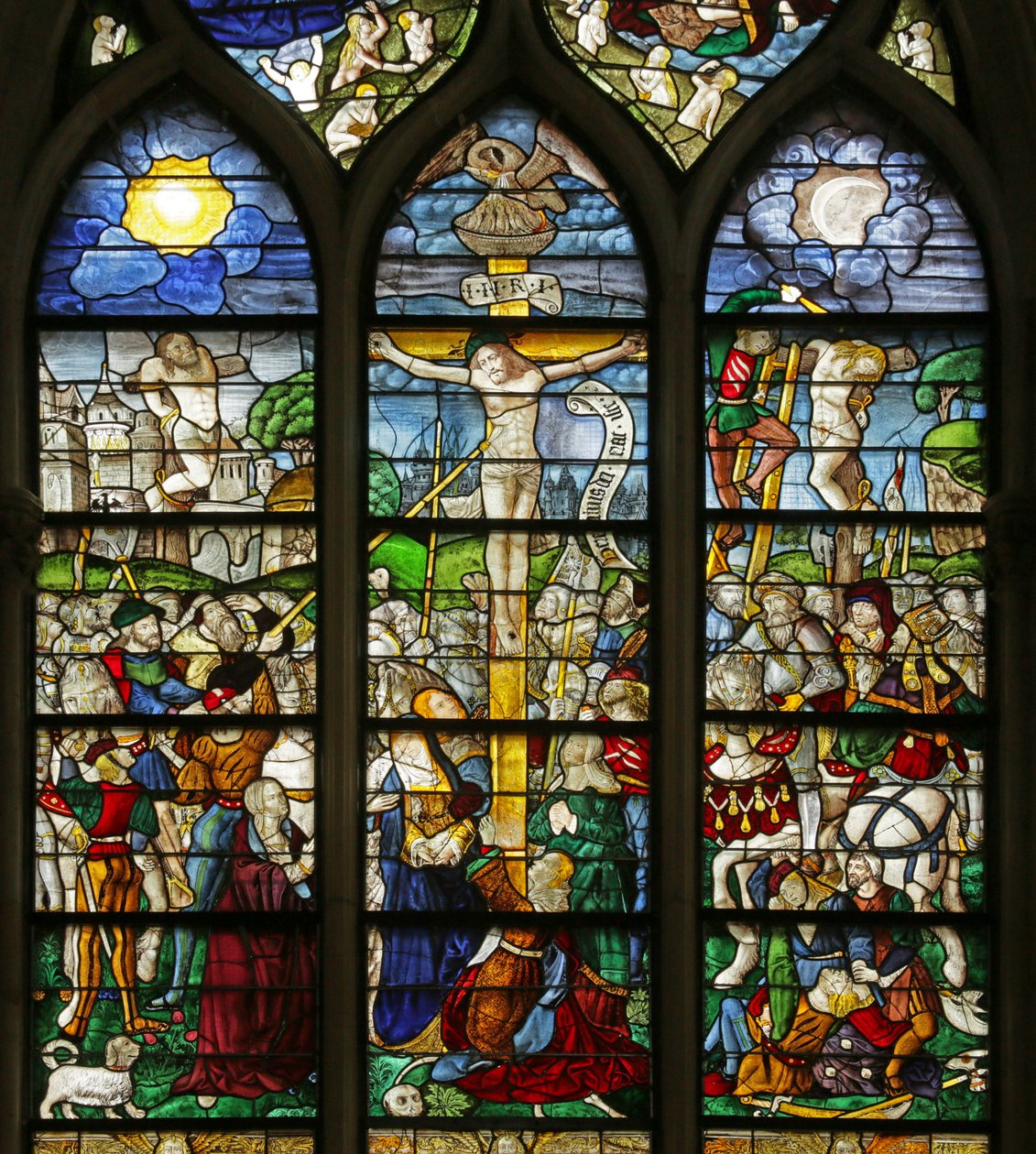 Ventana que representa la Crucifixión (vidriera) de French School