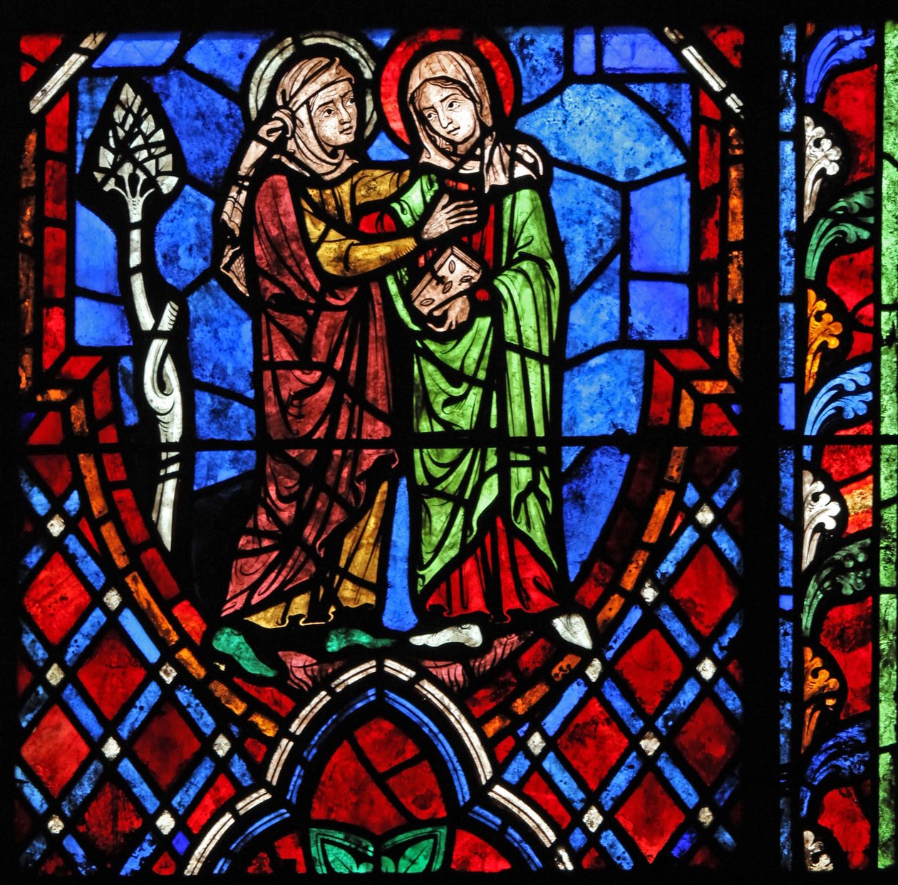 Ventana w01 que representa la Visitación de French School